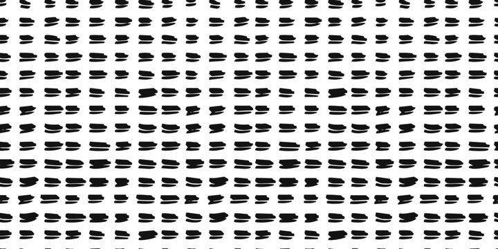 Small dash seamless pattern Dotted lines texture. Black and white hatching doodle organic shapes Short line dashes Brush hand drawn random strokes Fashion retro print design Vector Illustration