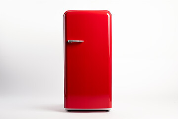 red fridge on white background. red refrigerator isolate on a white background