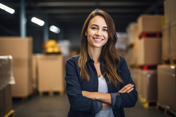  Portrait of a warehouse worker in the storage room.