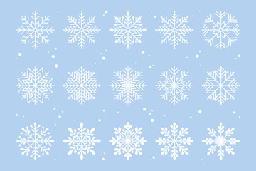 Set of snowflakes and snow. Vector illustration.