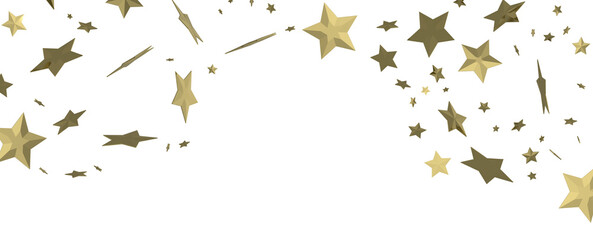 Stars - Banner with golden decoration. Festive border with falling glitter dust and stars.