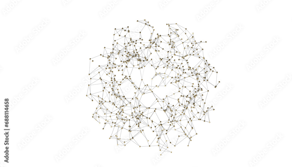 Fototapete Abstract 3d rendering of network concept. Modern background. Futuristic shape with spheres and lines. Design for poster, cover,
