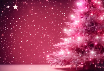 Albero di Natale Rosa Astratto su sfondo rosa III