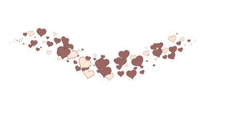 Falling red and pink hearts isolated on transparent background. Valentine’s day design. 3D rendering