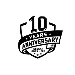 10 years anniversary celebration design template. 10th anniversary logo. Vector and illustration.