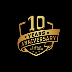 10 years anniversary celebration design template. 10th anniversary logo. Vector and illustration.