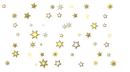 Stars - Holiday golden decoration, glitter frame isolated -
