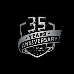 35 years anniversary celebration design template. 35th anniversary logo. Vector and illustration. © JohnyBlack
