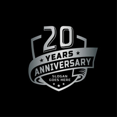 20 years anniversary celebration design template. 20th anniversary logo. Vector and illustration.