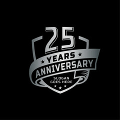 25 years anniversary celebration design template. 25th anniversary logo. Vector and illustration.