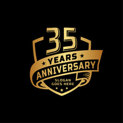 35 years anniversary celebration design template. 35th anniversary logo. Vector and illustration. - obrazy, fototapety, plakaty