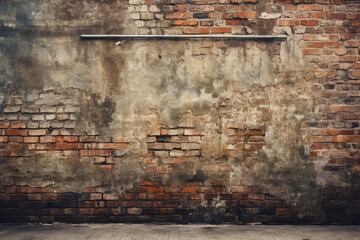 old brick wall || old brick wall with graffiti || old wall || Empty Old Brick Wall Texture. Painted Distressed Wall Surface. Grungy Wide Brick wal. Grunge Red Stonewall Background. Shabby Building Fac