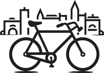 Pedal Perspectives Iconic Bike Mark Cityscape Spin Bicycle Vector Illustration