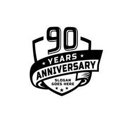 90 years anniversary celebration design template. 90th anniversary logo. Vector and illustration.