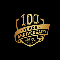 100 years anniversary celebration design template. 100th anniversary logo. Vector and illustration. - obrazy, fototapety, plakaty