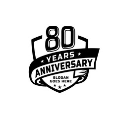 80 years anniversary celebration design template. 80th anniversary logo. Vector and illustration.