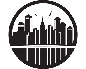 Cityscape Spectrum Buildings Vector Symbol Skyline Symphony Iconic City Buildings Emblem