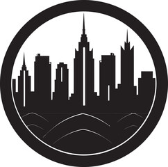 Obraz premium Skyscraper Symphony City Buildings Icon Illustration Urban Panorama Iconic Skyline Mark