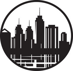 Obraz premium Downtown Horizons Buildings Vector Symbol Skyscraper Silhouette City Buildings Icon Illustration