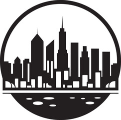 Obraz premium Skyscraper Symphony City Buildings Icon Illustration Urban Panorama Iconic Skyline Mark