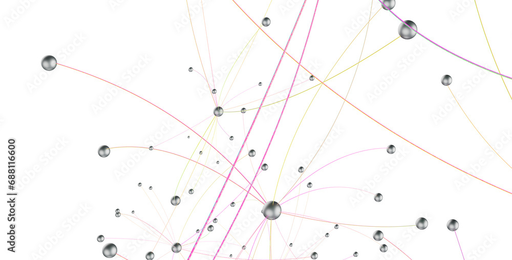 Poster Abstract plexus blue geometry background. Digital technology network connection concept. 3D rendered illustration