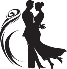 Graceful Union Couple Vector Symbol Elegant Waltz Iconic Dance Design