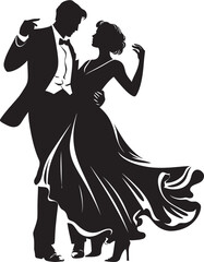 Elegance in Motion Couple Emblem Design Symphonic Sway Dance Logo Icon