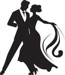 Swaying Serenade Dancing Couple Emblem Design Fluid Footwork Dance Logo Icon