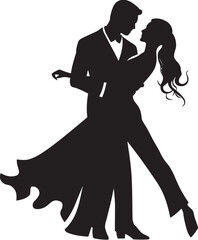 Ballroom Serenity Couple Logo Design Glide and Grace Iconic Dance Image - obrazy, fototapety, plakaty