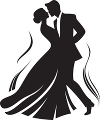 Synchronized Splendor Dancing Couple Emblem Design Ballroom Beauty Dance Logo Icon