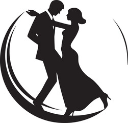 Whirlwind Waltz Dancing Couple Emblem Design Enchanted Embrace Dance Logo Icon