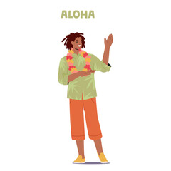 Man Saying Aloha, Warmly Utters Hawaiian Greetings, His Spirit Embracing The Island Cultural Essence