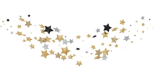 Gilded Wonders Unleashed: 3D Gold Stars Rain Illustration Mesmerizes Viewers