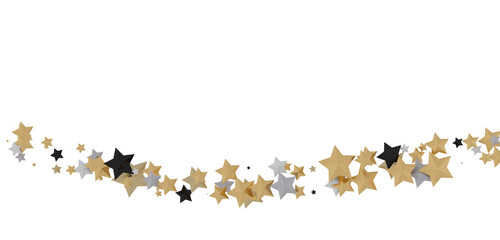 Gilded Wonders Unleashed: 3D Gold Stars Rain Illustration Mesmerizes Viewers