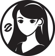 Captivating Beauty Girl Face Logo Symbol Serene Elegance Girl Face Vector Icon