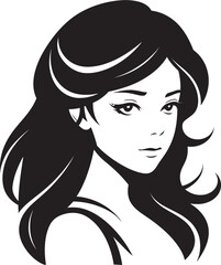 Lovely Profile Girl Face Vector Emblem Youthful Glow Girl Face Icon Illustration