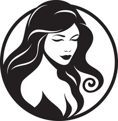 Ethereal Beauty Girl Face Vector Symbol Captivating Contours Iconic Girl Face Emblem