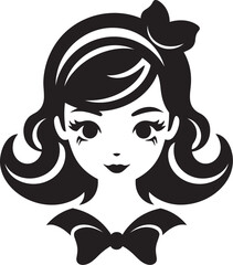Captivating Contours Iconic Girl Face Emblem Radiant Innocence Girl Face Icon Design