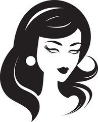 Elegant Visage Iconic Girl Face Symbol Serenity in Grace Girl Face Emblem Design