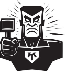 Fototapeta na wymiar Thunderous Vigilance Iconic Hammer Man Image Mjolnirs Legacy Hammer Man Vector Icon