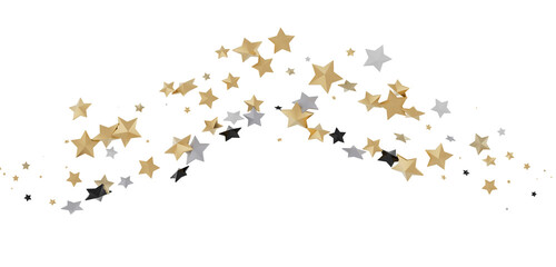 Gilded Wonders Unleashed: 3D Gold Stars Rain Illustration Mesmerizes Viewers