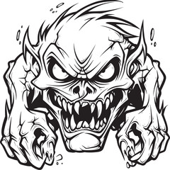 Obraz premium Spectral Dread Sinister Lineart Monster Emblem Nightmare Incarnate Creepy Lineart Entity Symbol