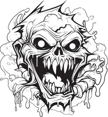 Malevolent Visage Lineart Monster Illustration Dark Abomination Terrifying Lineart Fiend Image