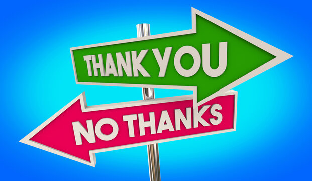 Thank You No Thanks Decide Yes No Choice Arrow Signs 3d Illustration