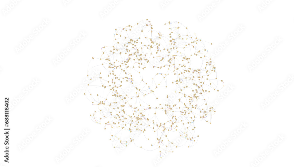 Poster abstract lines with dots over dark background.