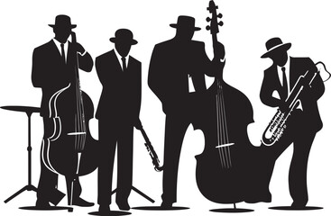 Jazzscape Harmony Stick Figure Musicians Vector Icon Harmonic Motion Jazz Musicians Emblem