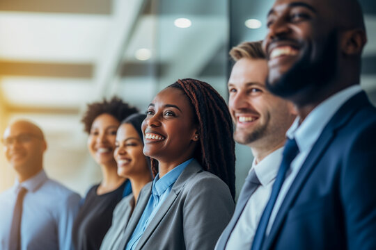 Funcion&aacute;rios felizes se re&uacute;nem para mostrar a beleza da diversidade, diferentes origens e culturas no local de trabalho.