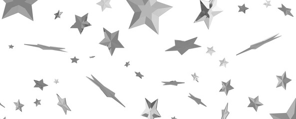 sparkling Christmas confetti falling isolated on white. magic shining flying stars glitter backdrop, sparkle border