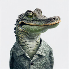 Alligator crocodile wearing clothes like a Boss NFT Art by Generative AI