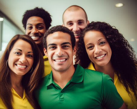 Funcion&aacute;rios felizes se re&uacute;nem para mostrar a beleza da diversidade, diferentes origens e culturas no local de trabalho.